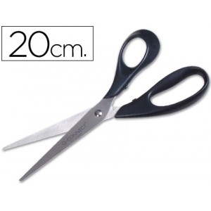 Tijeras de oficina Q-connect 20cm, acero inoxidable, mango de plástico negro