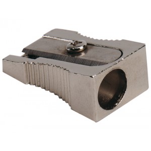 Afilador Q-Connect simple (1 agujero) metálico para lápices de hasta 8mm de diámetro (1 ud)