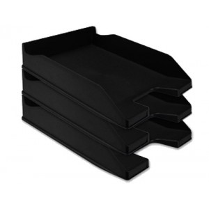 Bandeja sobremesa Q-Connect A4 apilable, 340X240X70, plástico, negro opaco