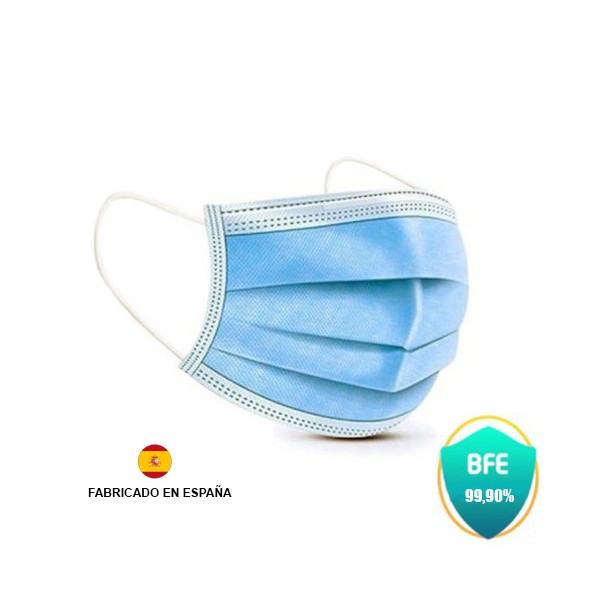 Mascarillas ProSafe quirúrgicas desechables 3 capas tipo IIR fabricadas en España, caja 40uds