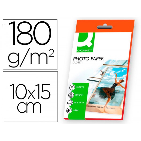 Papel fotográfico Q-Connect A6, 180g/m2 brillante pack 25 hojas