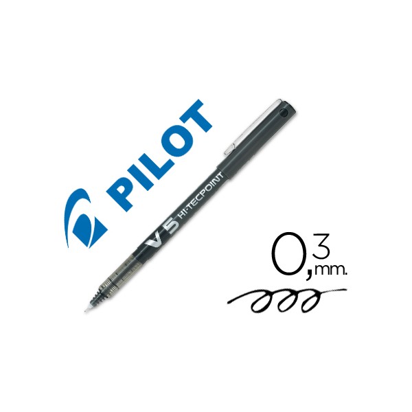 Bolígrafo Pilot V5 Hi-Tecpoint NEGRO, punta de aguja con bola de carburo, tinta líquida soluble al agua