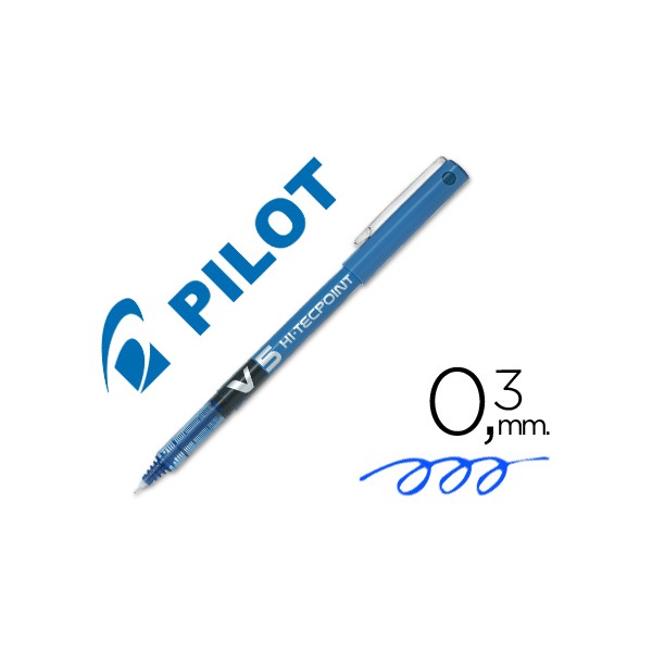 Bolígrafo Pilot V5 Hi-Tecpoint AZUL, punta de aguja con bola de carburo, tinta líquida soluble al agua