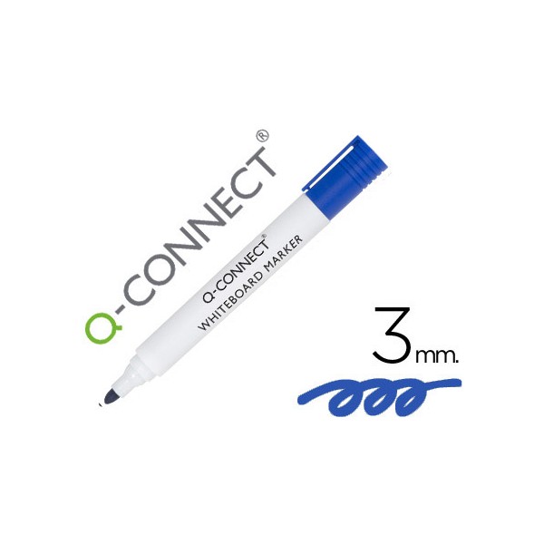 Rotulador Q-Connect pizarra blanca punta cónica 3mm azul