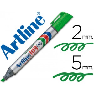 Rotulador Artline permanente EK-109 VERDE punta biselada