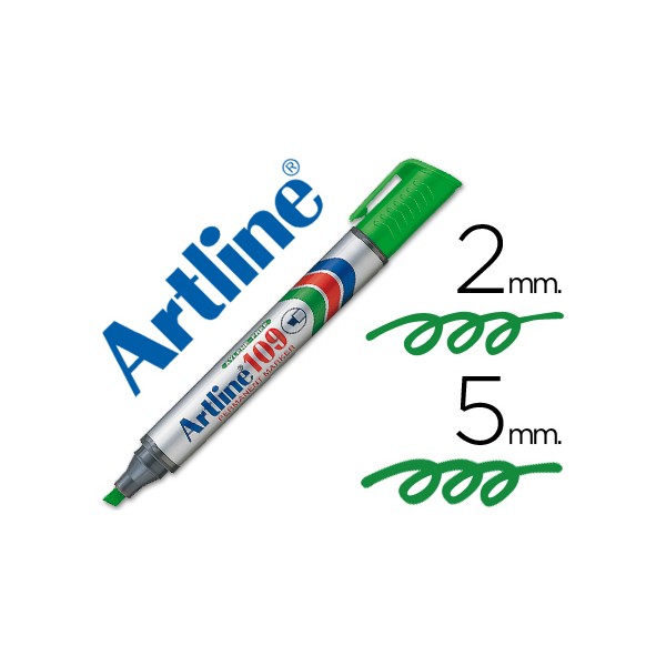 Rotulador Artline permanente EK-109 VERDE punta biselada
