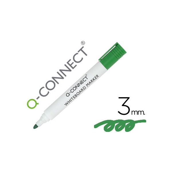 Rotulador Q-Connect pizarra blanca punta cónica 3mm verde