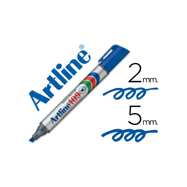 Rotulador Artline permanente EK-109 AZUL punta biselada