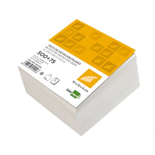 Taco de papel Liderpapel 10x10x6cm blanco encolado 575 hojas