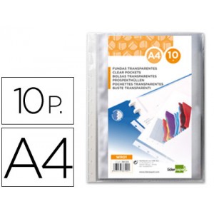 Recambio para carpeta con fundas Liderpapel A4, bolsa 10 fundas interiores intercambiables 70 micras