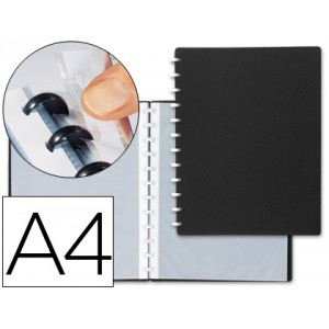 Carpeta con fundas Liderpapel A4, 20 fundas interiores intercambiables 70micras, color NEGRO