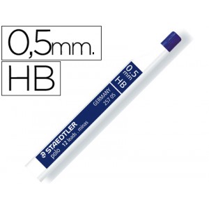 Minas Staedtler grafito 0.5mm trazo, graduación HB, 60mm, Estuche 12 uds