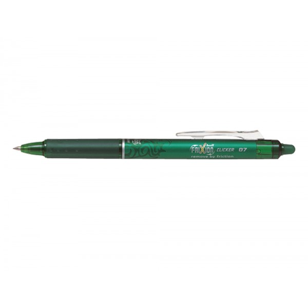 Bolígrafo Pilot Frixion Clicker, tinta borrable por fricción, verde, diámetro de bola 0.7mm, trazo 0.4mm