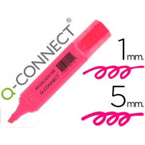 Marcador Q-connect fluorescente rosa, punta biselada, tinta a base de agua, ancho de trazo 1-5mm