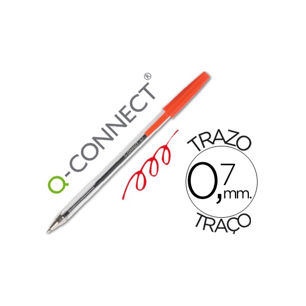 Bolígrafo Q-connect ROJO trazo 0.3 mm Nivel tinta visible
