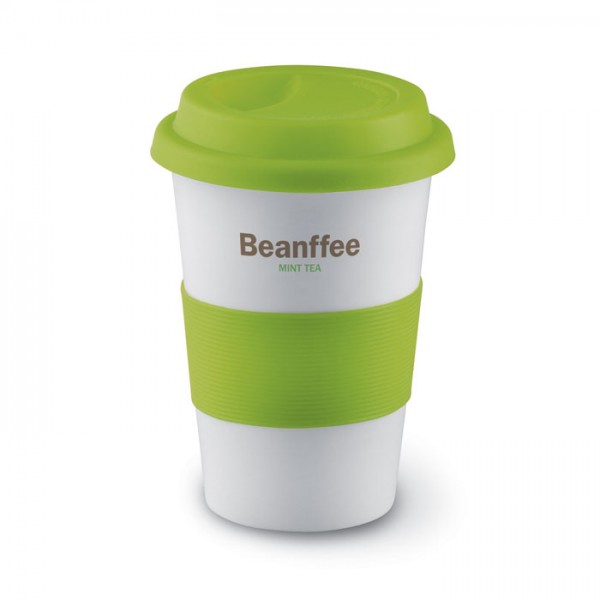 Taza cerámica con tapa silicona 400ml PERSONALIZABLE - BAJO PEDIDO
