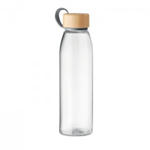 Botella agua reutilizable cristal con tapa de bambú 500ml PERSONALIZABLE - BAJO PEDIDO