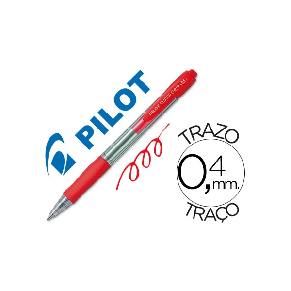 Bolígrafo Pilot Supergrip ROJO retráctil BPGP-10R-M-R tinta base de aceite para una escritura de gran fluidez. 