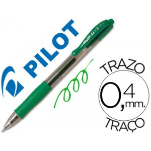 Bolígrafo Pilot Gel BL-G2-7 verde, diámetro de bola 0.7mm, trazo 0.4mm
