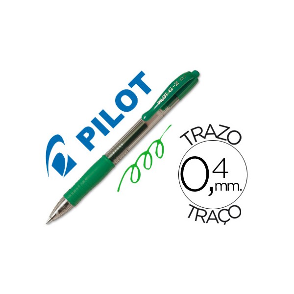 Bolígrafo Pilot Gel BL-G2-7 verde, diámetro de bola 0.7mm, trazo 0.4mm