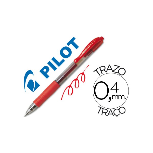 Bolígrafo Pilot Gel BL-G2-7 rojo, diámetro de bola 0.7mm, trazo 0.4mm