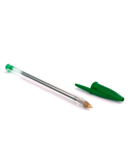 Bolígrafo BIC cristal punta media trazo 0,4mm bola 1mm color verde