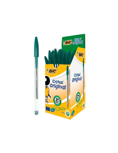 Bolígrafo BIC cristal punta media trazo 0,4mm bola 1mm color verde