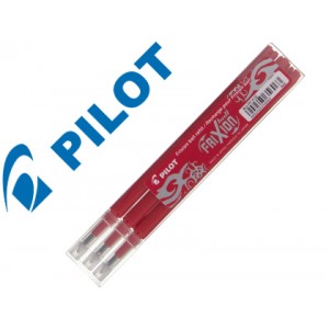Recambio bolígrafo Pilot Frixion, tinta borrable, rojo, pack 3 uds
