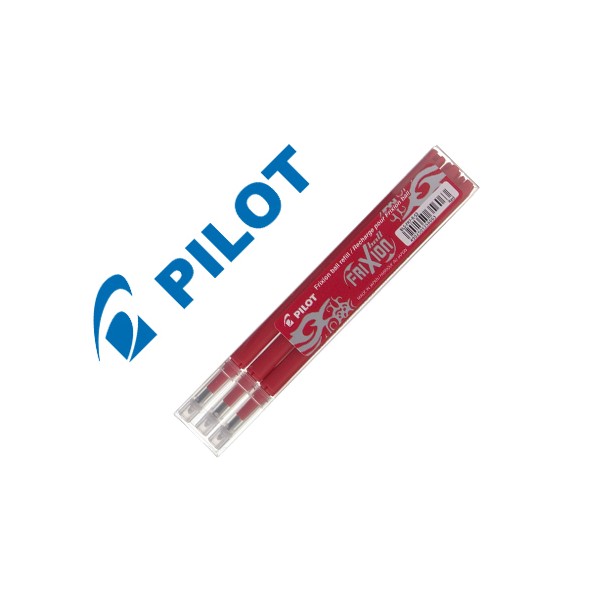 Recambio bolígrafo Pilot Frixion, tinta borrable, rojo, pack 3 uds