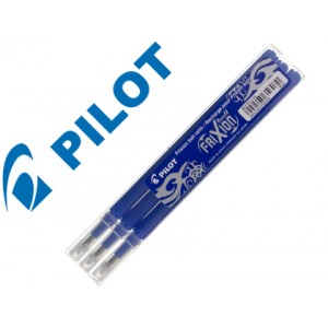 Recambio bolígrafo Pilot Frixion, tinta borrable, azul, pack 3 uds