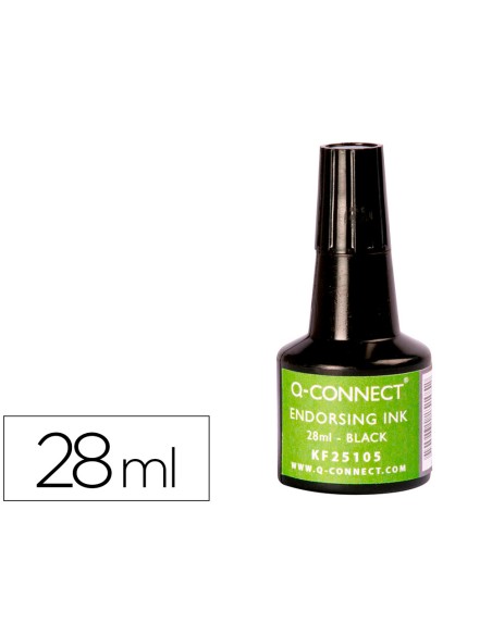 Tinta Q-connect para sellos de oficina, 28ml, negro