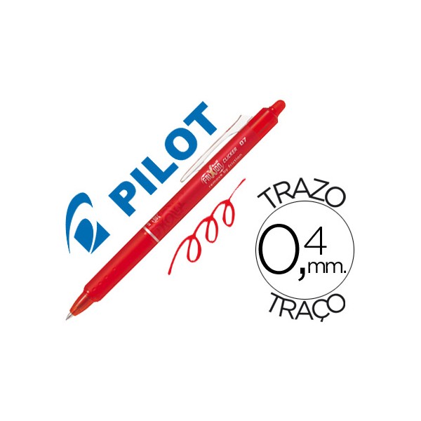 Bolígrafo Pilot Frixion Clicker, tinta borrable por fricción, rojo, diámetro de bola 0.7mm, trazo 0.4mm