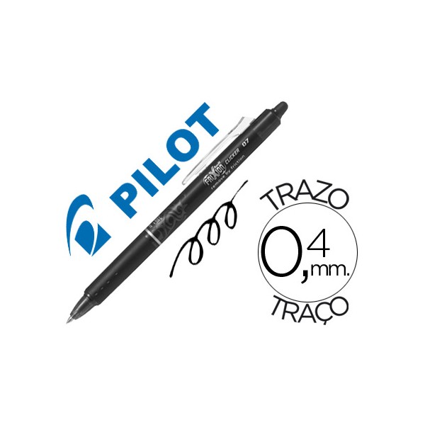 Bolígrafo Pilot Frixion Clicker, tinta borrable por fricción, negro, diámetro de bola 0.7mm, trazo 0.4mm