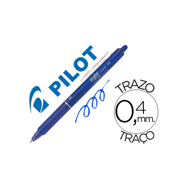 Bolígrafo Pilot Frixion Clicker, tinta borrable por fricción, azul, diámetro de bola 0.7mm, trazo 0.4mm