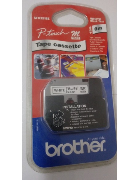 Casette de cinta Brother M-K221BZ Blanco/Negro 9mm ancho 8m de largo 