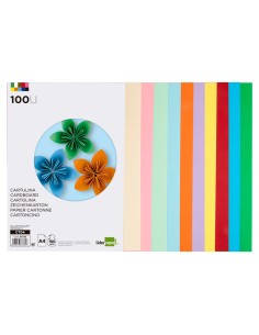 Cartulina Liderpapel A4 10 colores surtidos, pack 100 cartulinas 2