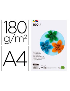 Cartulina Liderpapel A4 10 colores surtidos, pack 100 cartulinas
