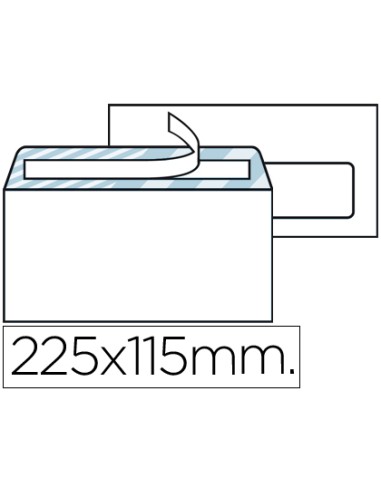 Sobre 115x225mm con ventana derecha blanco autodex (solapa recta) caja 500 uds