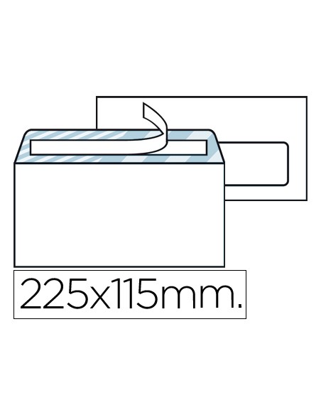 Sobre 115x225mm con ventana derecha blanco autodex (solapa recta) caja 500 uds