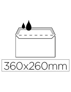 Sobre 260x360mm folio prolongado offset blanco engomado caja 250 uds
