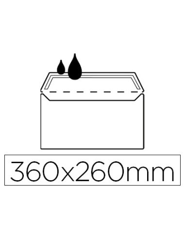 Sobre 260x360mm folio prolongado offset blanco engomado caja 250 uds