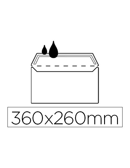 Sobre 260x360mm folio prolongado offset blanco engomado caja 250 uds