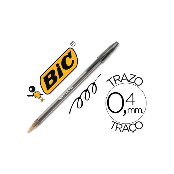 Bolígrafo BIC cristal punta media trazo 0,4mm bola 1mm color negro