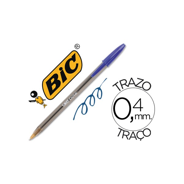 Bolígrafo BIC cristal punta media trazo 0,4mm bola 1mm color azul