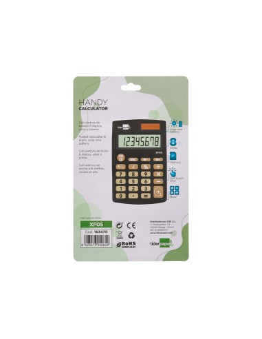 Calculadora de bolsillo Liderpapel XF-05, 8 digitos, alimentación dual: solar y pilas