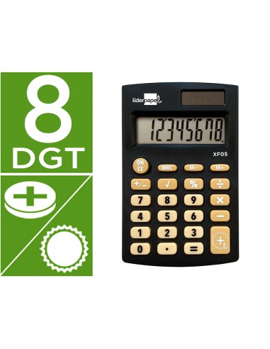 Calculadora de bolsillo Liderpapel XF-05, 8 digitos, alimentación dual: solar y pilas