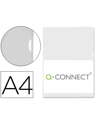 Dossier Q-Connect plástico con uñero, A4, 120 micras, transparente, pack de 10 unidades