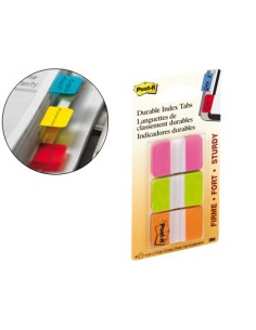 Índices rígidos medianos Post-it, 22 index x 3 colores: naranja, rosa y verde, 25,4x38mm