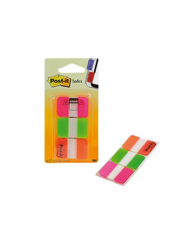 Índices rígidos medianos Post-it, 22 index x 3 colores: naranja, rosa y verde, 25,4x38mm