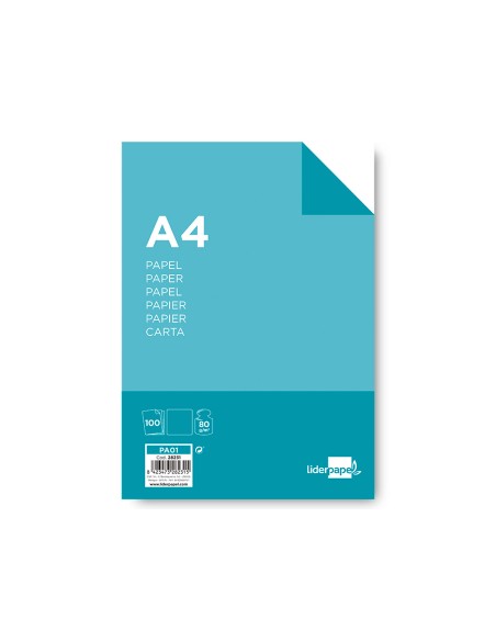 Papel Liderpapel A4 multifunción 100 hojas 80g/m2